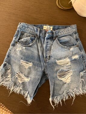 We The Free Light Blue Denim Shorts